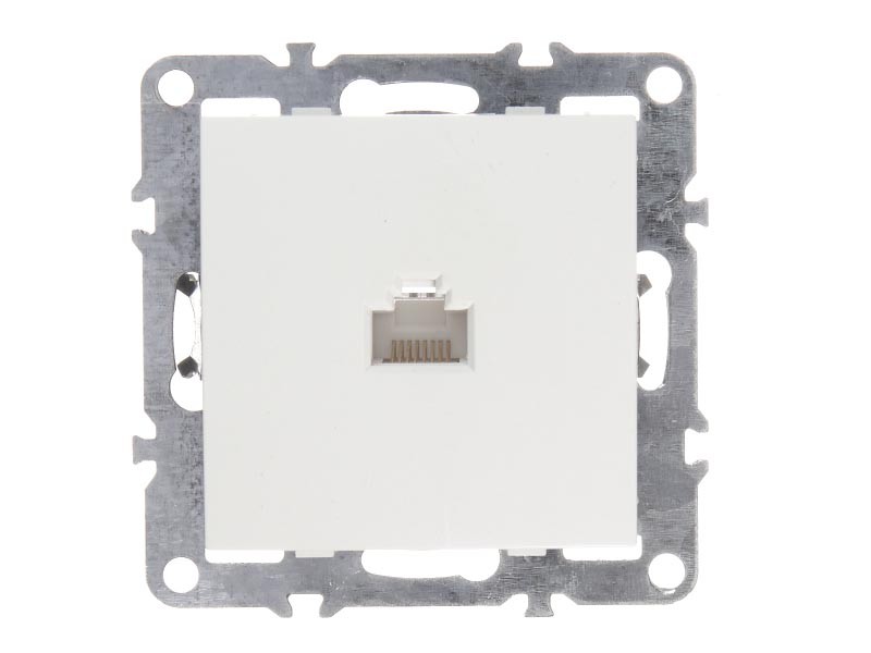 Компьютерная розетка Technolink Electric RJ45 в рамку, cat.5e, неэкранированная, пластик, IP20, цвет белый РАСПРОДАЖА